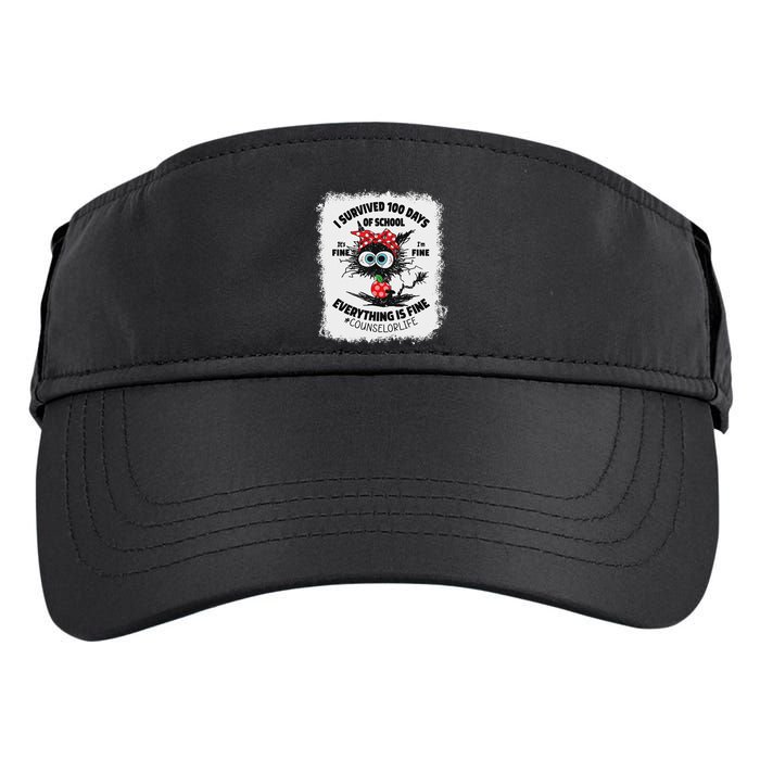I Survived 100 Days Of School Its Fine Counselor Bleached Adult Drive Performance Visor
