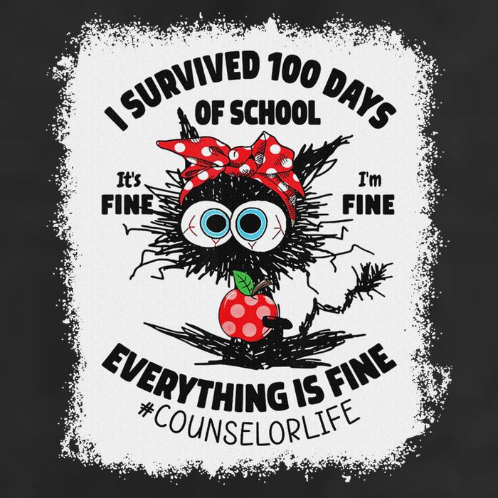 I Survived 100 Days Of School Its Fine Counselor Bleached 25L Jumbo Tote