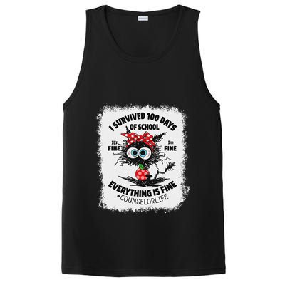 I Survived 100 Days Of School Its Fine Counselor Bleached PosiCharge Competitor Tank