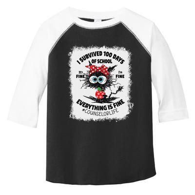I Survived 100 Days Of School Its Fine Counselor Bleached Toddler Fine Jersey T-Shirt
