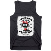 I Survived 100 Days Of School Its Fine Counselor Bleached Tank Top