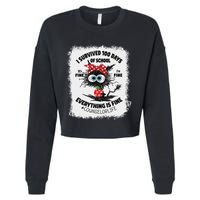 I Survived 100 Days Of School Its Fine Counselor Bleached Cropped Pullover Crew