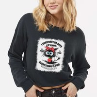 I Survived 100 Days Of School Its Fine Counselor Bleached Cropped Pullover Crew