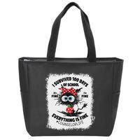 I Survived 100 Days Of School Its Fine Counselor Bleached Zip Tote Bag