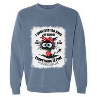 I Survived 100 Days Of School Its Fine Counselor Bleached Garment-Dyed Sweatshirt