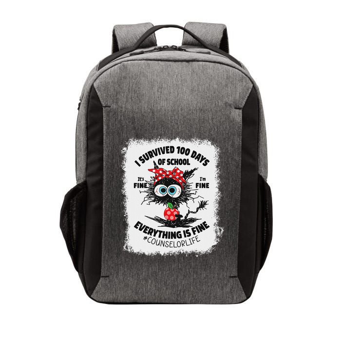 I Survived 100 Days Of School Its Fine Counselor Bleached Vector Backpack