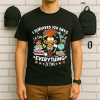 I Survived 100 Days Im Fine This Is Fine Everything Is Fine T-Shirt