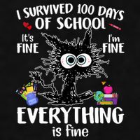 I Survived 100 Days Of School Everything Is Fine Funny Cat Ladies PosiCharge Tri-Blend Wicking Tank