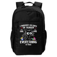 I Survived 100 Days Of School Everything Is Fine Funny Cat Backpack