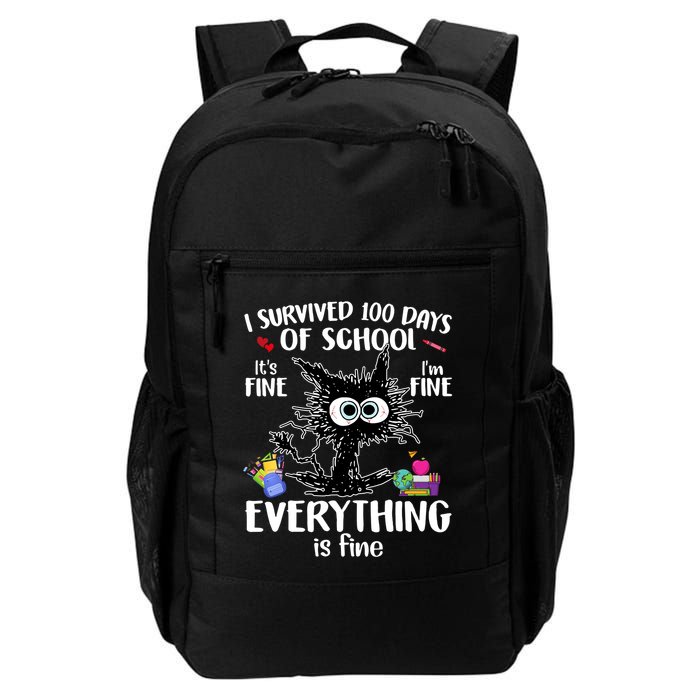 I Survived 100 Days Of School Everything Is Fine Funny Cat Backpack