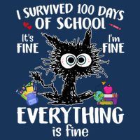 I Survived 100 Days Of School Everything Is Fine Funny Cat Infant Baby Jersey Bodysuit
