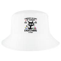 I Survived 100 Days Of School Everything Is Fine Funny Cat Cool Comfort Performance Bucket Hat