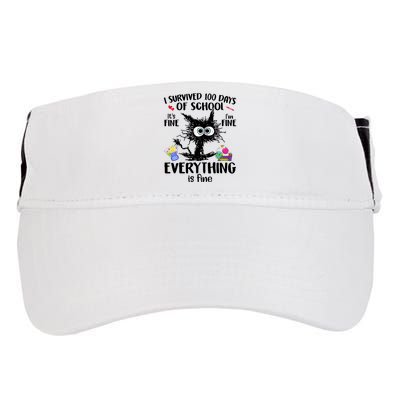 I Survived 100 Days Of School Everything Is Fine Funny Cat Adult Drive Performance Visor
