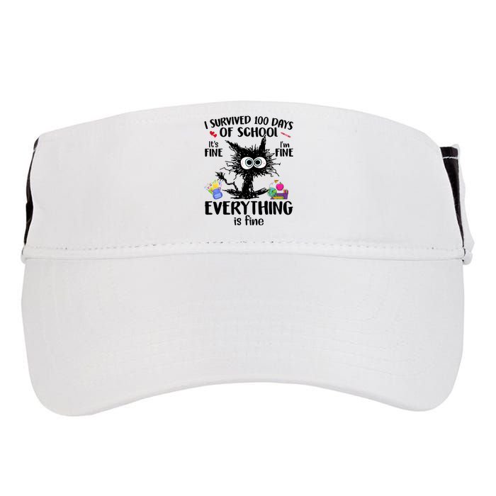 I Survived 100 Days Of School Everything Is Fine Funny Cat Adult Drive Performance Visor