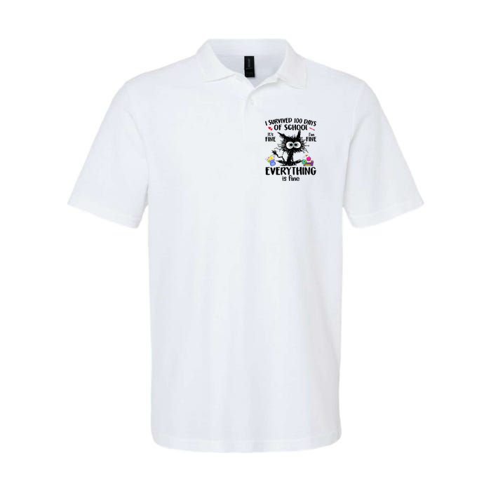 I Survived 100 Days Of School Everything Is Fine Funny Cat Polo