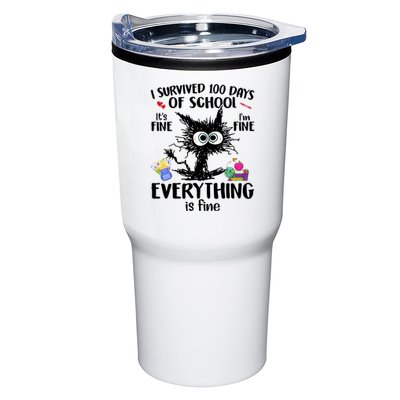 I Survived 100 Days Of School Everything Is Fine Funny Cat Tumbler
