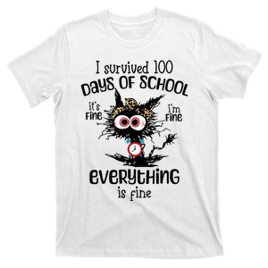 I Survived 100 Days Of School Funny Cat Boy Teachers T-Shirt