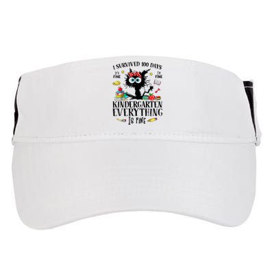 I Survived 100 Days Of Kindergarten Teacher & Student Funny Cat Adult Drive Performance Visor