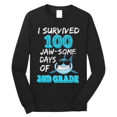 I Survived 100 Jawsome Days Of 2nd Grade 100 Days Of School Long Sleeve Shirt