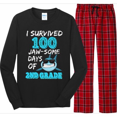 I Survived 100 Jawsome Days Of 2nd Grade 100 Days Of School Long Sleeve Pajama Set