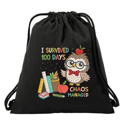 I Survived 100 Days Chaos Managed Drawstring Bag