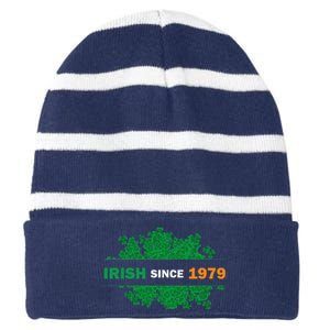 Irish Since 1979 41st Birthday Striped Beanie with Solid Band