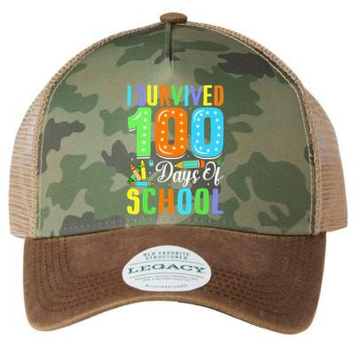 I Survived 100th Days Of School 100 Days Of School Teacher Gift Legacy Tie Dye Trucker Hat