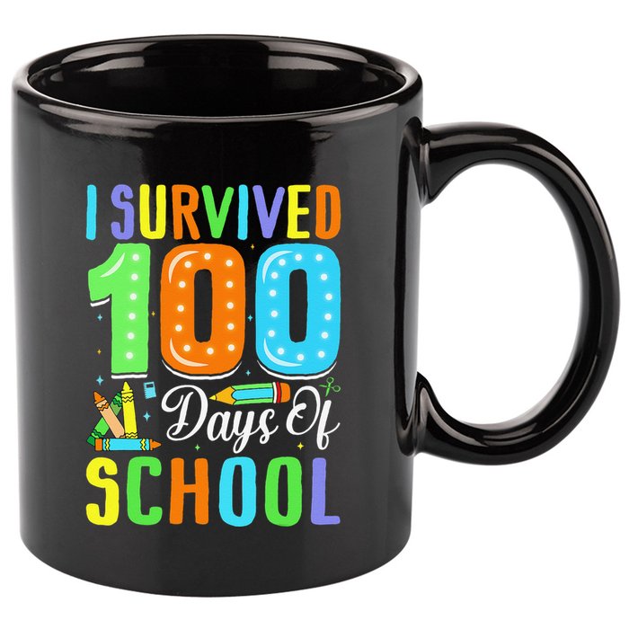 I Survived 100th Days Of School 100 Days Of School Teacher Gift 11oz C Handle Ceramic Mug