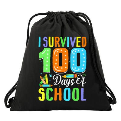I Survived 100th Days Of School 100 Days Of School Teacher Gift Drawstring Bag