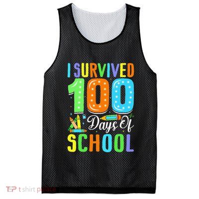 I Survived 100th Days Of School 100 Days Of School Teacher Gift Mesh Reversible Basketball Jersey Tank