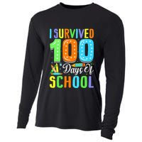 I Survived 100th Days Of School 100 Days Of School Teacher Gift Cooling Performance Long Sleeve Crew