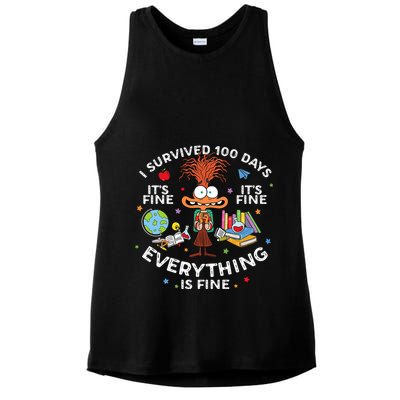 I Survived 100 Days Of School ItS Fine Everything Is Fine Ladies PosiCharge Tri-Blend Wicking Tank