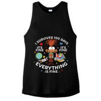 I Survived 100 Days Of School ItS Fine Everything Is Fine Ladies PosiCharge Tri-Blend Wicking Tank