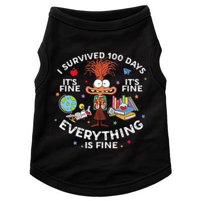 I Survived 100 Days Of School ItS Fine Everything Is Fine Doggie Tank