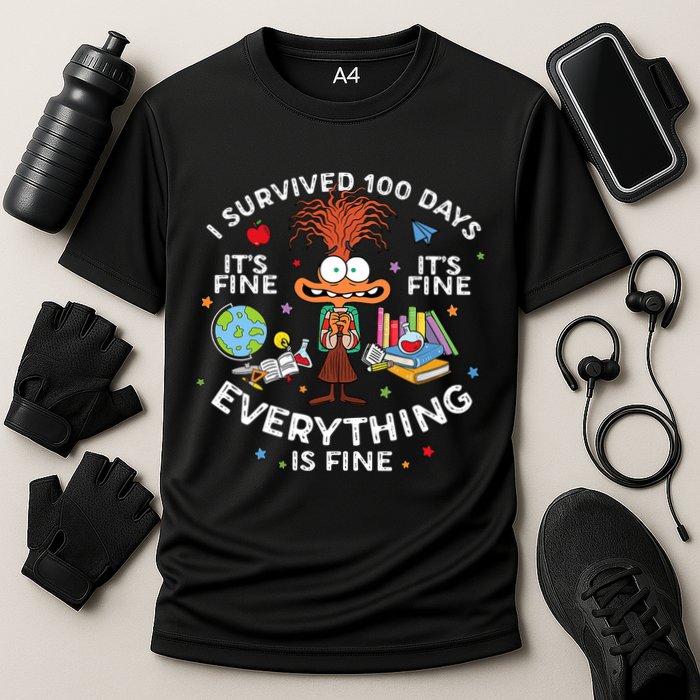 I Survived 100 Days Of School ItS Fine Everything Is Fine Performance Shirt