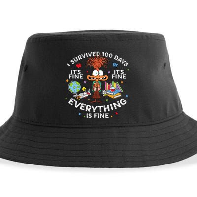 I Survived 100 Days Of School ItS Fine Everything Is Fine Sustainable Bucket Hat