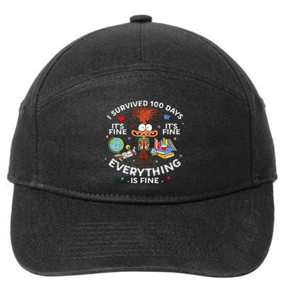 I Survived 100 Days Of School ItS Fine Everything Is Fine 7-Panel Snapback Hat