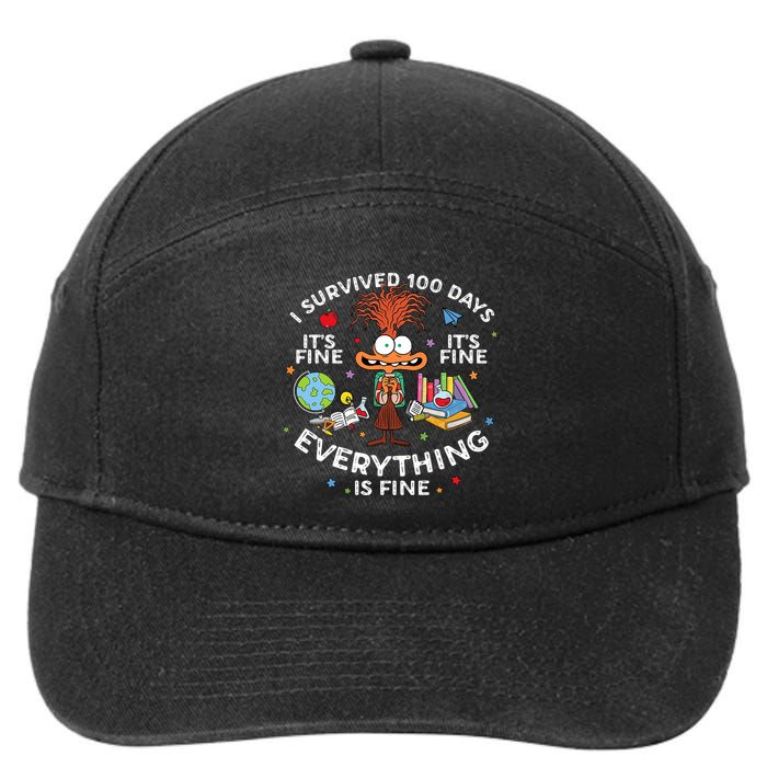 I Survived 100 Days Of School ItS Fine Everything Is Fine 7-Panel Snapback Hat