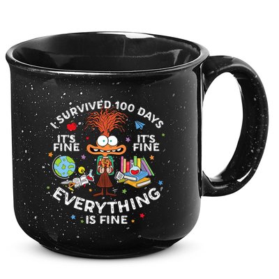 I Survived 100 Days Of School ItS Fine Everything Is Fine 15oz Campfire Ceramic Mug