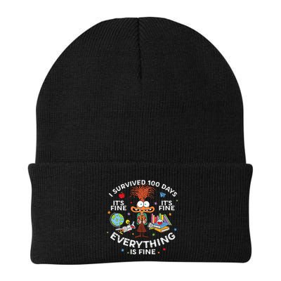 I Survived 100 Days Of School ItS Fine Everything Is Fine Beanie
