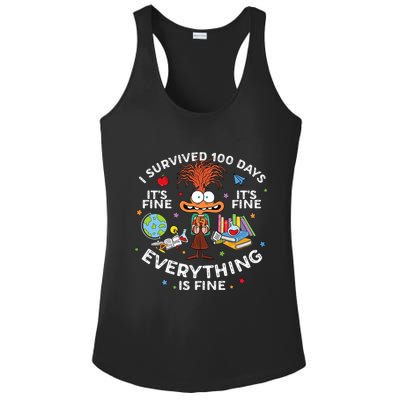 I Survived 100 Days Of School ItS Fine Everything Is Fine Ladies PosiCharge Competitor Racerback Tank