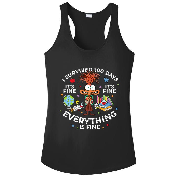 I Survived 100 Days Of School ItS Fine Everything Is Fine Ladies PosiCharge Competitor Racerback Tank