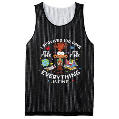 I Survived 100 Days Of School ItS Fine Everything Is Fine Mesh Reversible Basketball Jersey Tank