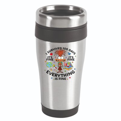 I Survived 100 Days Of School ItS Fine Everything Is Fine 16oz Travel Tumbler