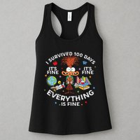 I Survived 100 Days Of School ItS Fine Everything Is Fine Womens Tank Top
