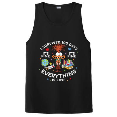 I Survived 100 Days Of School ItS Fine Everything Is Fine PosiCharge Competitor Tank