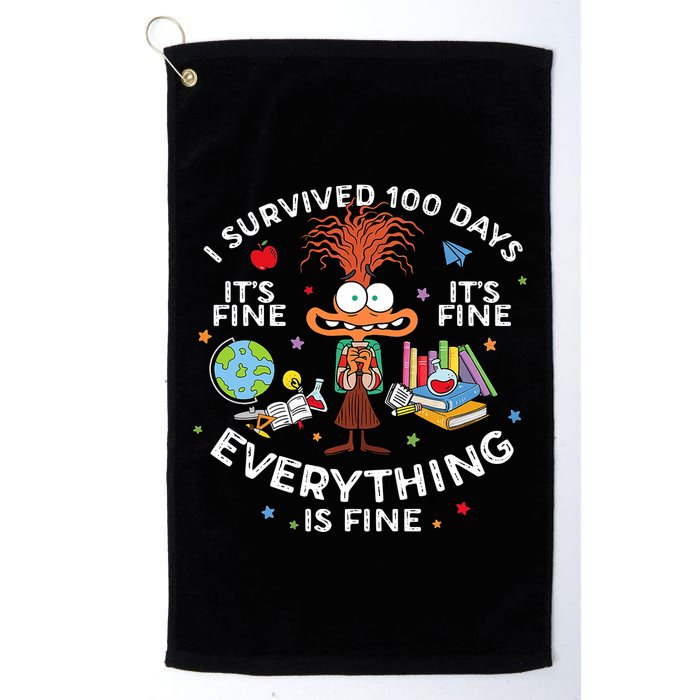 I Survived 100 Days Of School ItS Fine Everything Is Fine Golf Towel