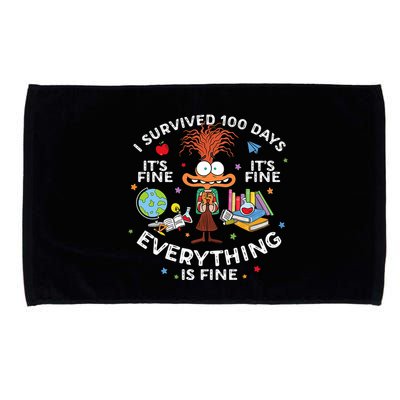 I Survived 100 Days Of School ItS Fine Everything Is Fine Microfiber Hand Towel