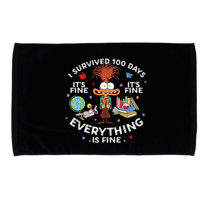 I Survived 100 Days Of School ItS Fine Everything Is Fine Microfiber Hand Towel