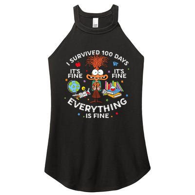 I Survived 100 Days Of School ItS Fine Everything Is Fine Women's Perfect Tri Rocker Tank